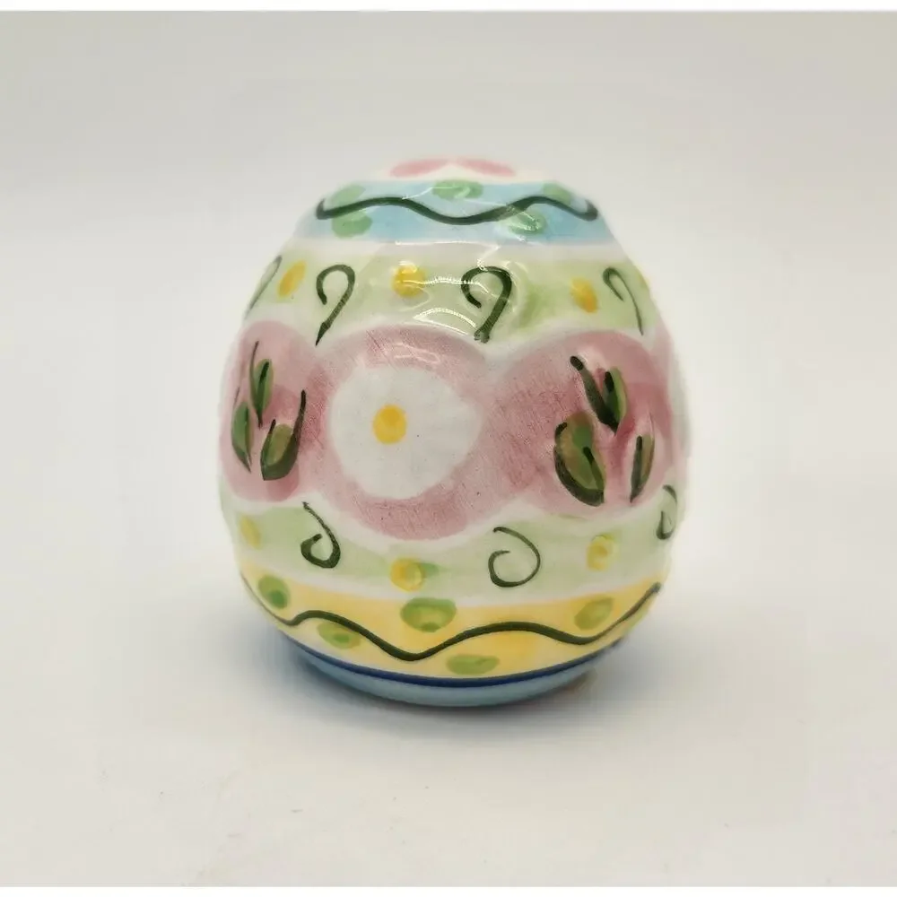 Vintage Handcrafted Lotus Ceramic Floral Salt&Pepper Shakers‎ Tray Spring Easter